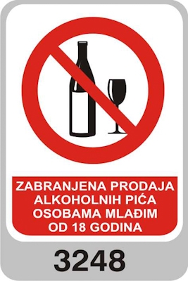 Naljepnica Zabranjena prodaja alkoholnih pića mlađima od 18 godina