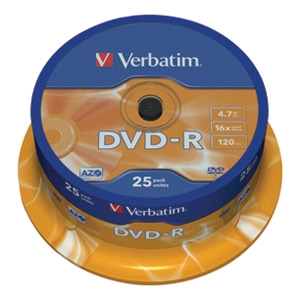 DVD-R 4,7/120 16x spindl  pk25 Verb...
