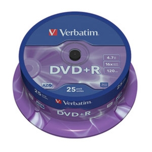 DVD+R 4,7/120 16x spindl Mat Silver pk25 Verbatim
