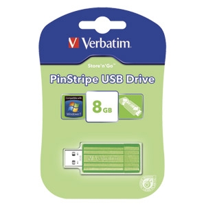 Memorija USB 8GB PinStripe Verbatim 47396 zelena blister
